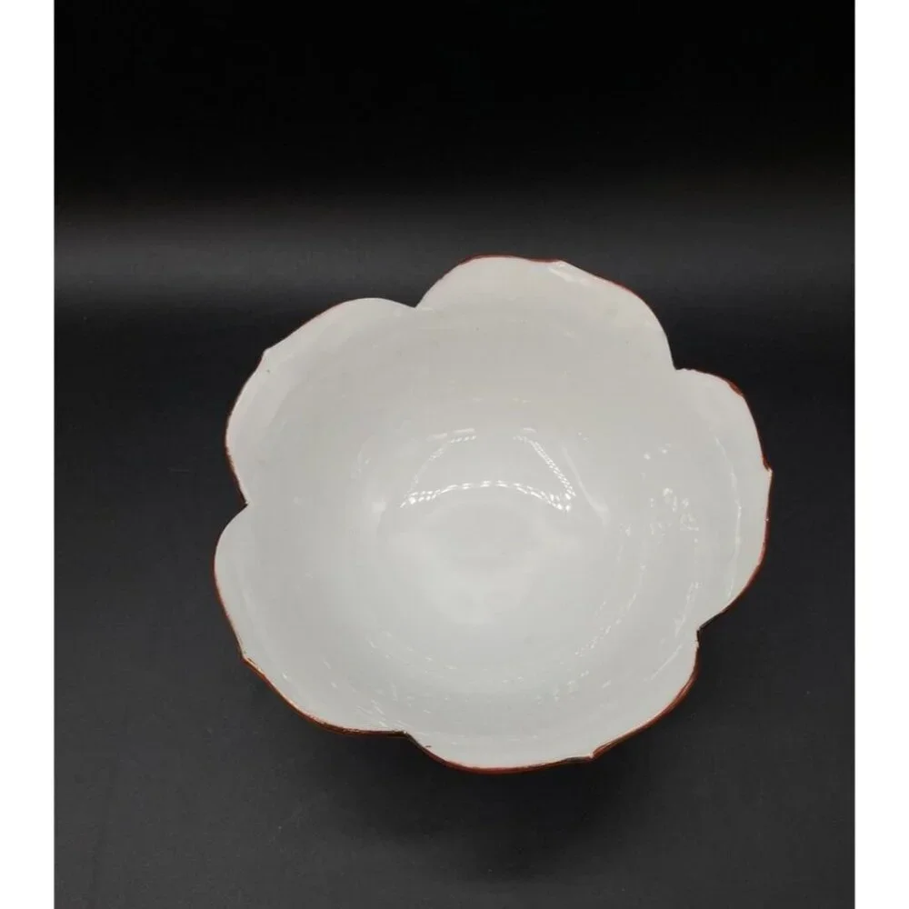 Kutani Jiutao Hand Painted Bamboo Playing Asian Boys Scene Porcelain Lotus Bowl